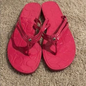 Pink Coach Signature Flip Flops